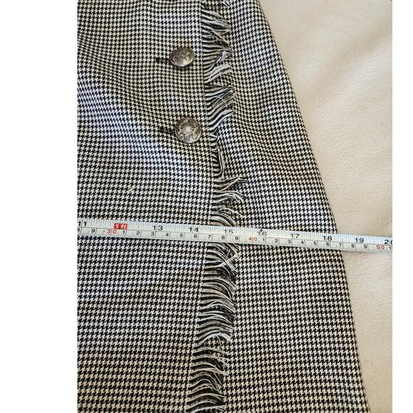 Vintage Stonebridge Buffalo Plaid Wrap Skirt Linen Blend Wrap Size 6 Black - Picture 7 of 11